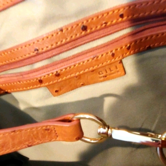 Gili Bag. Ostrich Print Leather Tote - Picture 4 of 6